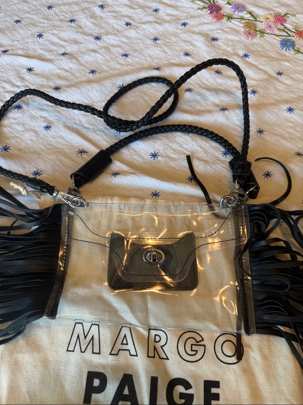 Clear Crossbody Bag with Black Fringe - Picture 4 of 6